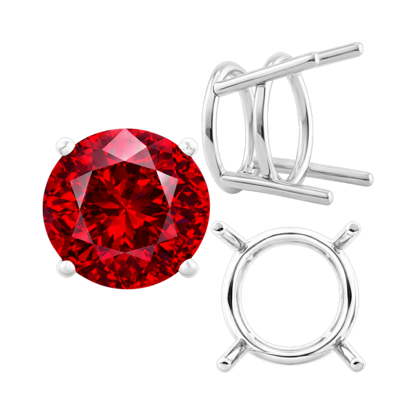 Four Prong Round Heavy Wire Basket Settings in 14K Gold (1.30 mm - 25.00 mm)