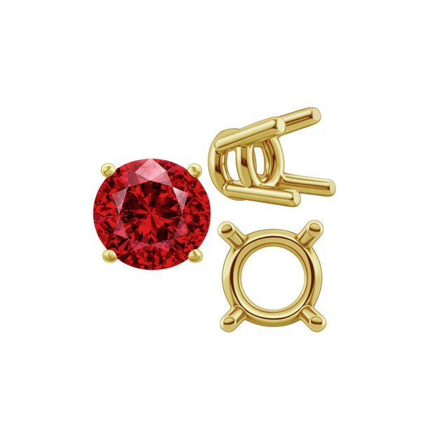 Four Prong Round Heavy Wire Basket Settings in 14K Gold (1.30 mm - 25.00 mm)