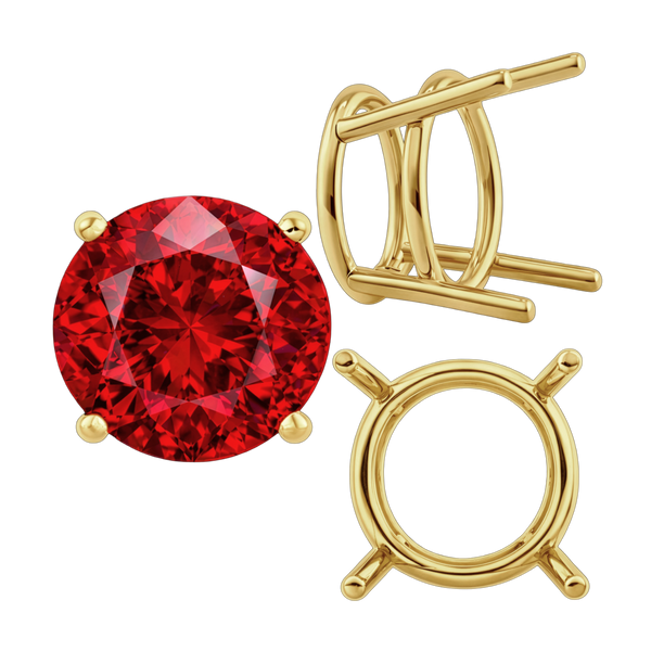 Four Prong Round Heavy Wire Basket Settings in 14K Gold (1.30 mm - 25.00 mm)
