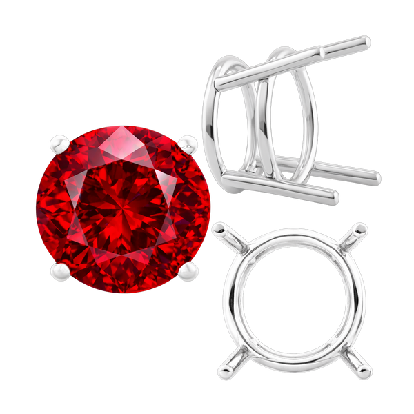 Four Prong Round Heavy Wire Basket Settings in Sterling Silver (1.30 mm - 25.00 mm)