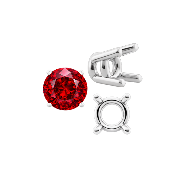 Four Prong Round Heavy Wire Basket Settings in 14K Gold (1.30 mm - 25.00 mm)