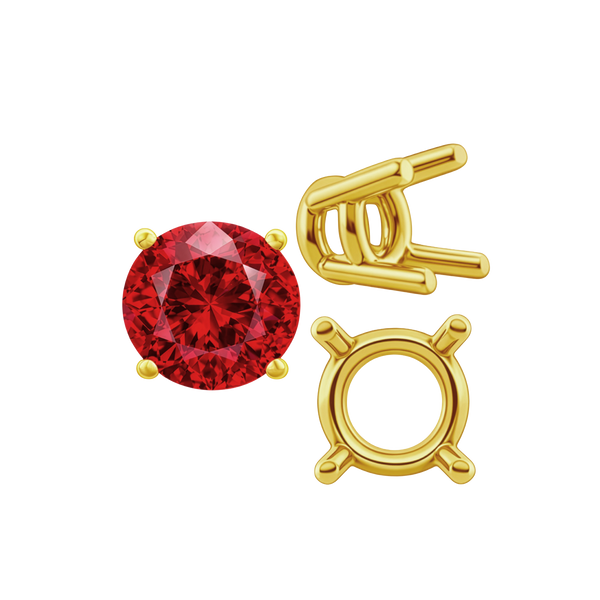 Four Prong Round Heavy Wire Basket Settings in 14K Gold (1.30 mm - 25.00 mm)