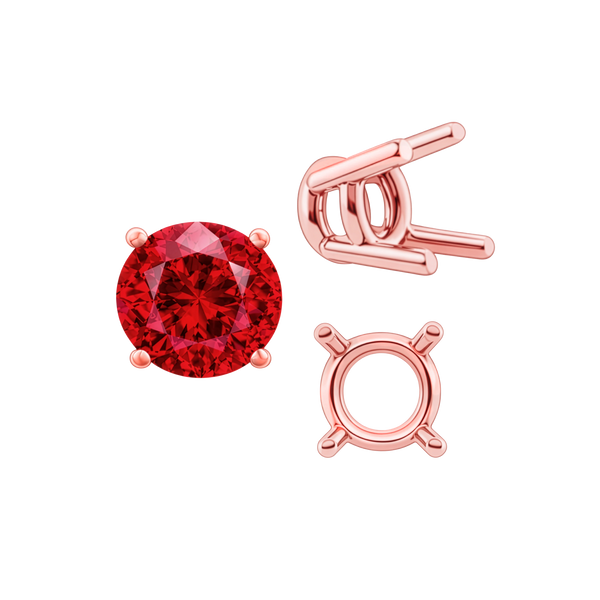 Four Prong Round Heavy Wire Basket Settings in 14K Gold (1.30 mm - 25.00 mm)