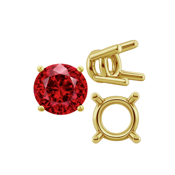 Four Prong Round Heavy Wire Basket Settings in 14K Gold (1.30 mm - 25.00 mm)