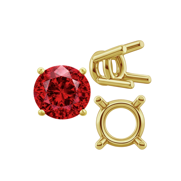 Four Prong Round Heavy Wire Basket Settings in 14K Gold (1.30 mm - 25.00 mm)