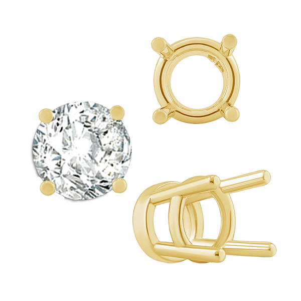 Four Prong Heavy High Setting in 14K Gold (4.00 mm - 9.00 mm)
