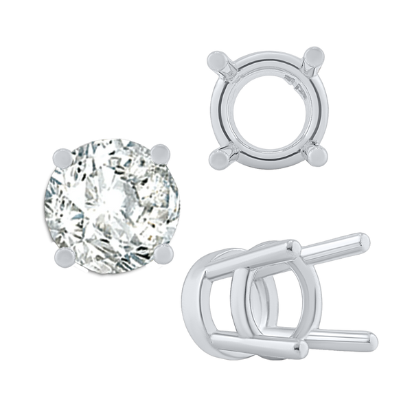 Four Prong Heavy High Setting in 14K Gold (4.00 mm - 9.00 mm)