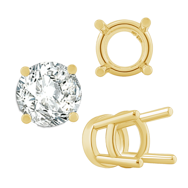 Four Prong Heavy High Setting in 14K Gold (4.00 mm - 9.00 mm)