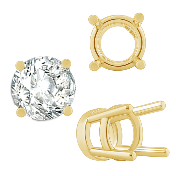 Four Prong Heavy High Setting in 14K Gold (4.00 mm - 9.00 mm)
