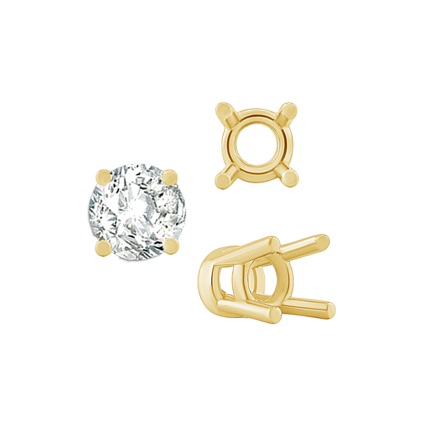 Four Prong Heavy High Setting in 14K Gold (4.00 mm - 9.00 mm)