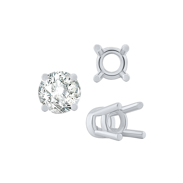 Four Prong Heavy High Setting in 14K Gold (4.00 mm - 9.00 mm)