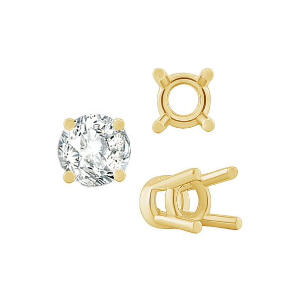 Four Prong Heavy High Setting in 14K Gold (4.00 mm - 9.00 mm)