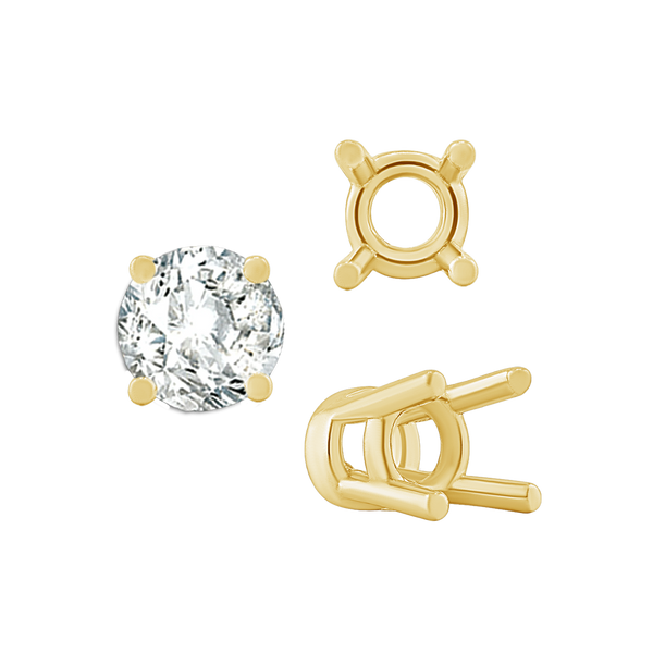 Four Prong Heavy High Setting in 14K Gold (4.00 mm - 9.00 mm)