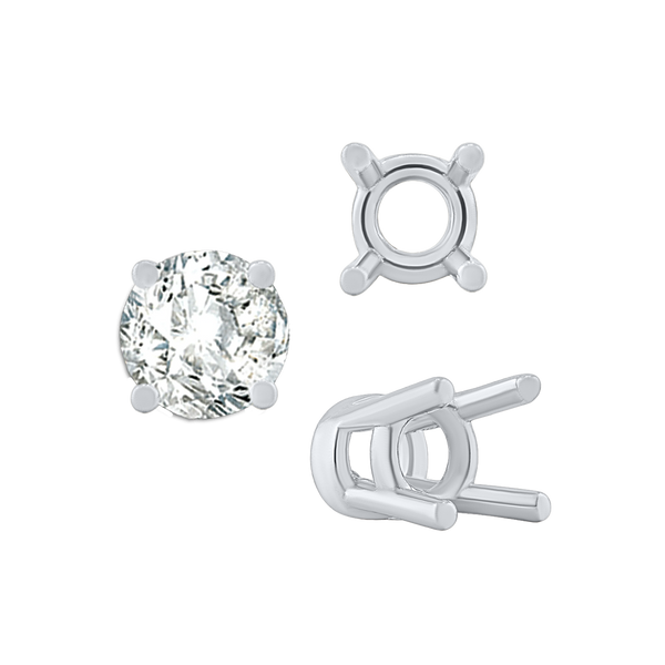 Four Prong Heavy High Setting in Sterling Silver (4.50 mm - 9.00 mm)