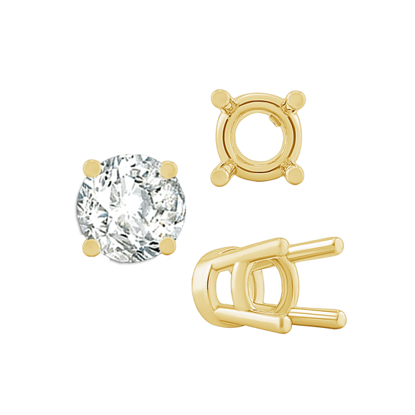 Four Prong Heavy High Setting in 14K Gold (4.00 mm - 9.00 mm)