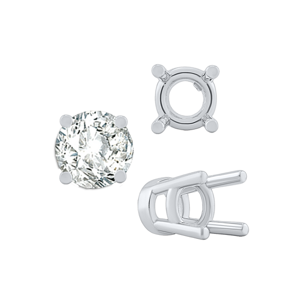 Four Prong Heavy High Setting in Sterling Silver (4.50 mm - 9.00 mm)