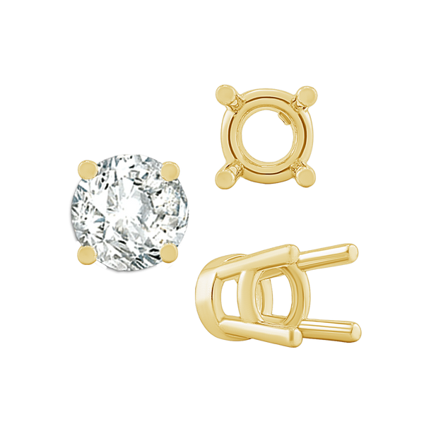 Four Prong Heavy High Setting in 14K Gold (4.00 mm - 9.00 mm)
