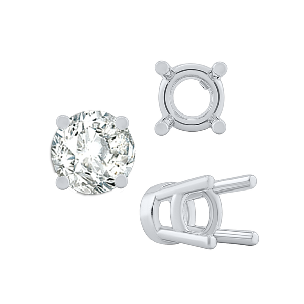 Four Prong Heavy High Setting in Sterling Silver (4.50 mm - 9.00 mm)