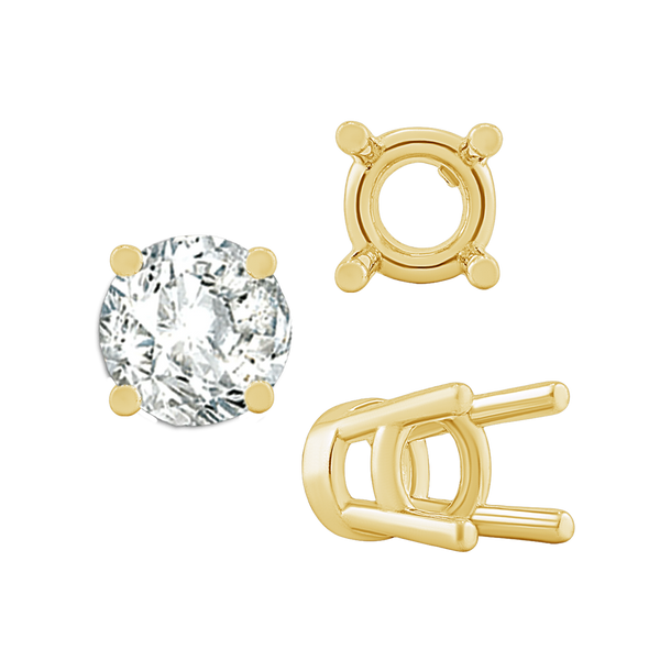 Four Prong Heavy High Setting in 14K Gold (4.00 mm - 9.00 mm)