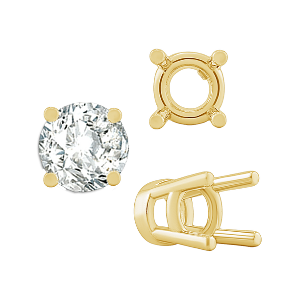 Four Prong Heavy High Setting in 14K Gold (4.00 mm - 9.00 mm)