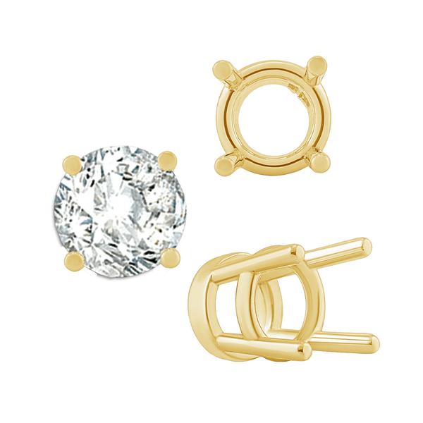 Four Prong Heavy High Setting in 14K Gold (4.00 mm - 9.00 mm)