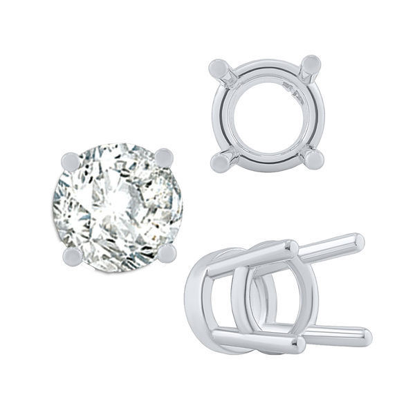 Four Prong Heavy High Setting in Sterling Silver (4.50 mm - 9.00 mm)