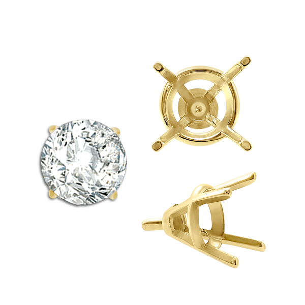 Four Prong Round Tapered Wire Basket Settings With Peg in 18K Gold (4.00 mm - 9.25 mm)