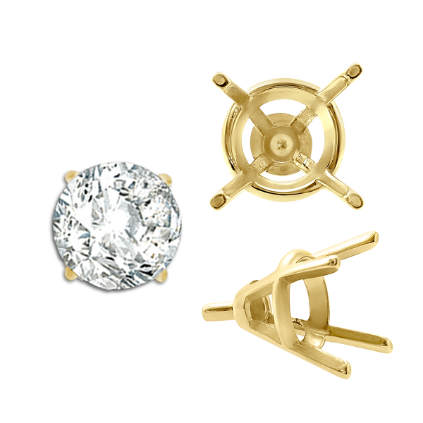 Four Prong Round Tapered Wire Basket Settings With Peg in 18K Gold (4.00 mm - 9.25 mm)