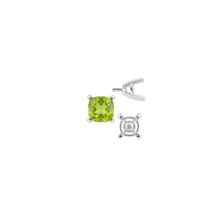 Four Prong Cushion Cut Solitaire Settings With Peg in Sterling Silver (3.50 mm - 10.00 mm)