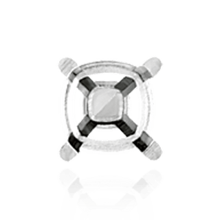 Four Prong Square Solitaire Settings With Peg in 14K Gold (3.50 mm - 10.00 mm)