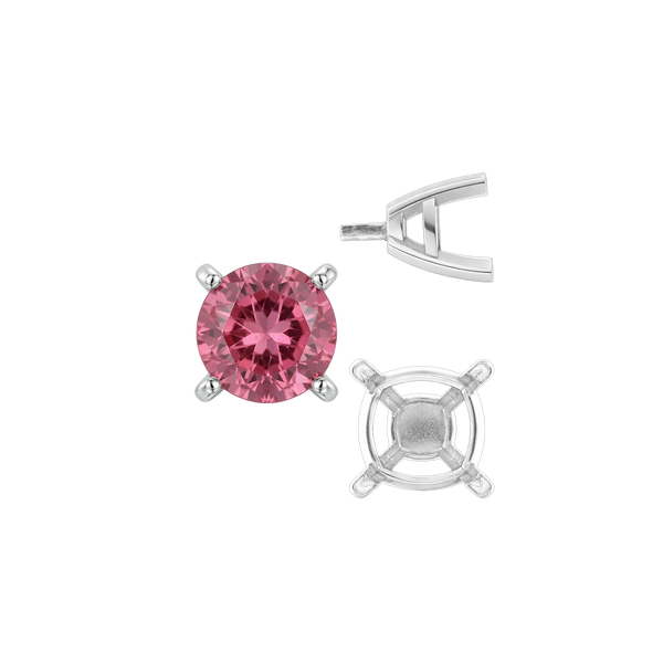 Four Prong Square Solitaire Settings With Peg in 14K Gold (3.50 mm - 10.00 mm)