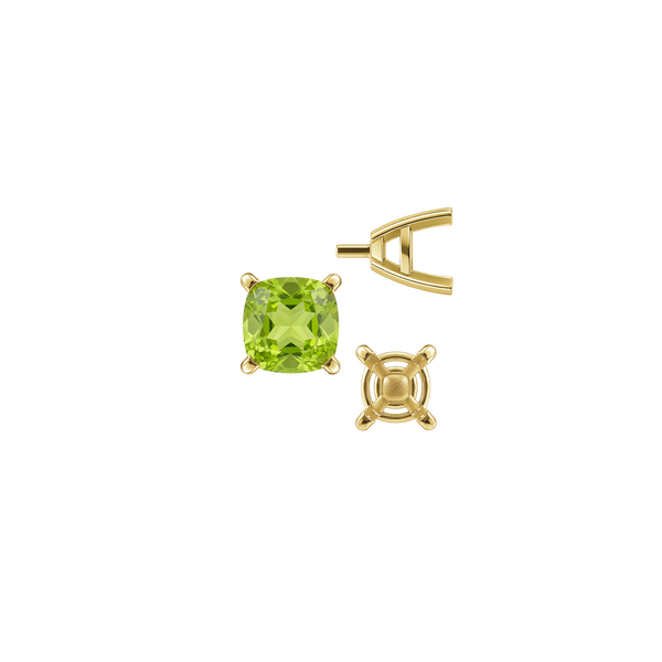 Four Prong Cushion Cut Solitaire Settings With Peg in 14K Gold (3.50 mm - 10.00 mm)