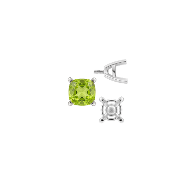 Four Prong Cushion Cut Solitaire Settings With Peg in 14K Gold (3.50 mm - 10.00 mm)
