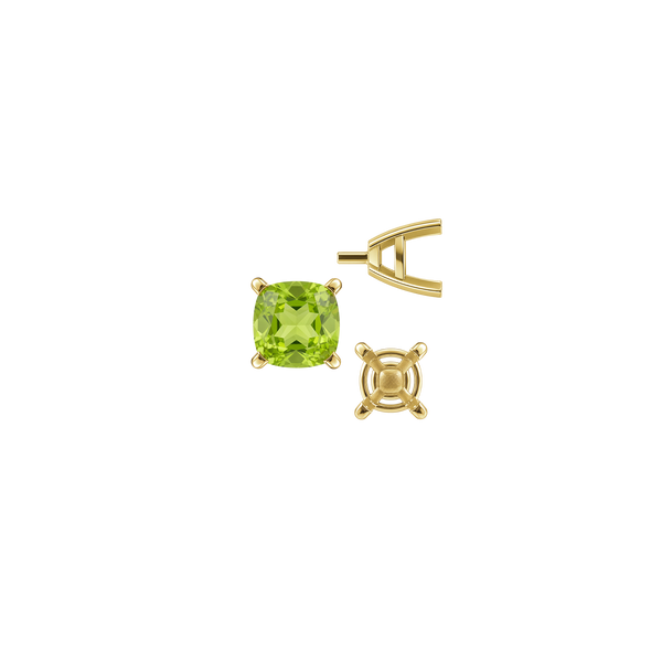 Four Prong Cushion Cut Solitaire Settings With Peg in 14K Gold (3.50 mm - 10.00 mm)