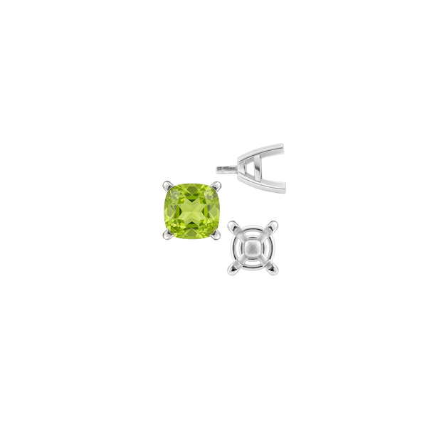 Four Prong Cushion Cut Solitaire Settings With Peg in 14K Gold (3.50 mm - 10.00 mm)