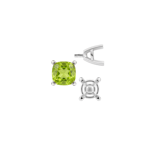 Four Prong Cushion Cut Solitaire Settings With Peg in 14K Gold (3.50 mm - 10.00 mm)