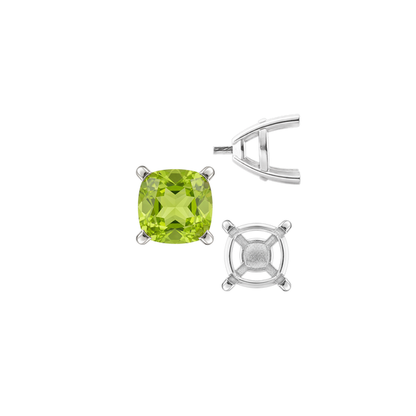 Four Prong Cushion Cut Solitaire Settings With Peg in 14K Gold (3.50 mm - 10.00 mm)