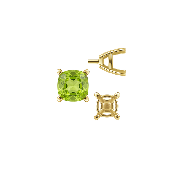 Four Prong Cushion Cut Solitaire Settings With Peg in 14K Gold (3.50 mm - 10.00 mm)