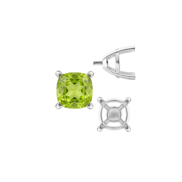 Four Prong Cushion Cut Solitaire Settings With Peg in 14K Gold (3.50 mm - 10.00 mm)