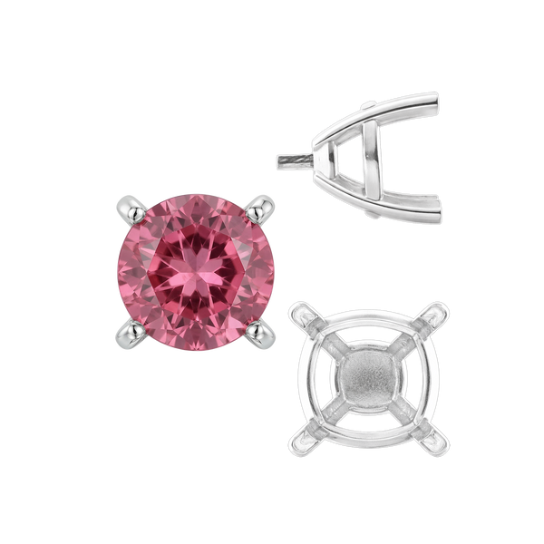 Four Prong Square Solitaire Settings With Peg in 14K Gold (3.50 mm - 10.00 mm)