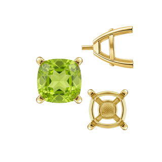 Four Prong Cushion Cut Solitaire Settings With Peg in 14K Gold (3.50 mm - 10.00 mm)