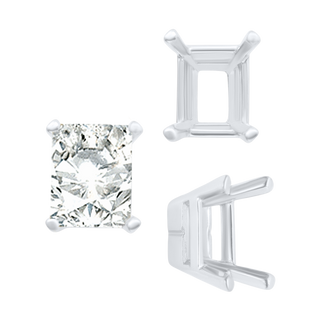 Four Prong Casted Emerald Tiffany Settings in Sterling Silver (7.00 x 5.25 mm - 12.00 x 10.00 mm)