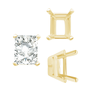 Four Prong Casted Emerald Tiffany Settings in 14K Gold (7.00 x 5.25 mm - 12.00 x 10.00 mm)