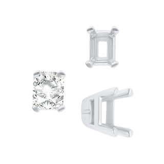 Four Prong Casted Emerald Tiffany Settings in Sterling Silver (7.00 x 5.25 mm - 12.00 x 10.00 mm)