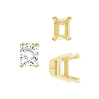 Four Prong Casted Emerald Tiffany Settings in 14K Gold (7.00 x 5.25 mm - 12.00 x 10.00 mm)