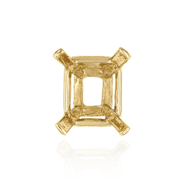 Four Prong Emerald Shape Heavy Tapered Settings in 14K Gold (10.00 x 8.00 mm - 28.00 x 22.00 mm)