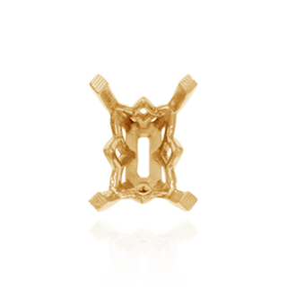 Four Prong Emerald Shape Scroll Fancy Settings in 14K Gold (7.00 x 5.00 mm - 11.00 x 8.00 mm)