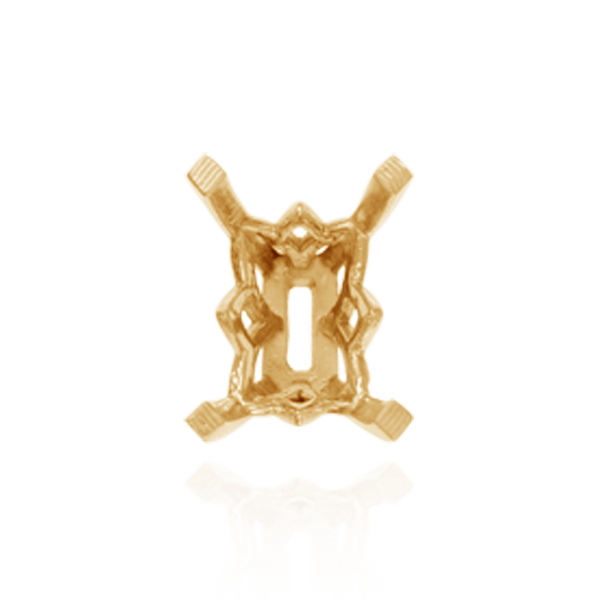 Four Prong Emerald Shape Scroll Fancy Settings in 14K Gold (7.00 x 5.00 mm - 11.00 x 8.00 mm)