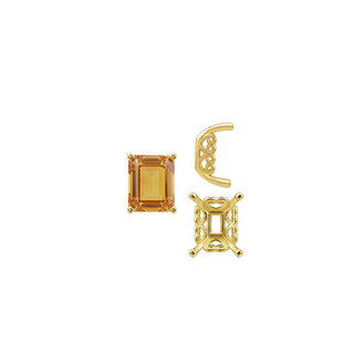 Four Prong Emerald Shape Heart Design Fancy Settings in 14K Gold (7.00 x 5.00 mm - 16.00 x 12.00 mm)