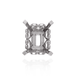 Four Prong Emerald Shape Heart Design Fancy Settings in 14K Gold (7.00 x 5.00 mm - 16.00 x 12.00 mm)